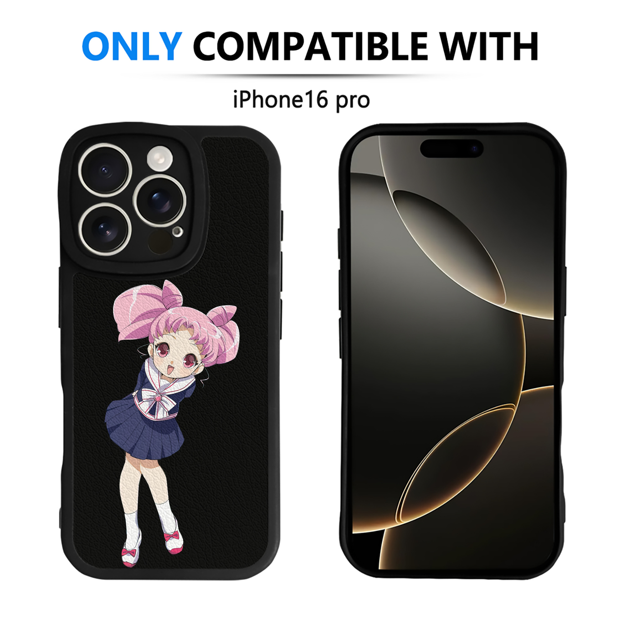 （画像用） 美少女戦士セーラームーン ちびうさ Sailor Moon Chibiusa Tsukino Usagi Small Lady Serenity 【iPhone 16シリーズ対応】シリコンスマホケース（レザー調） 材質：シリコン